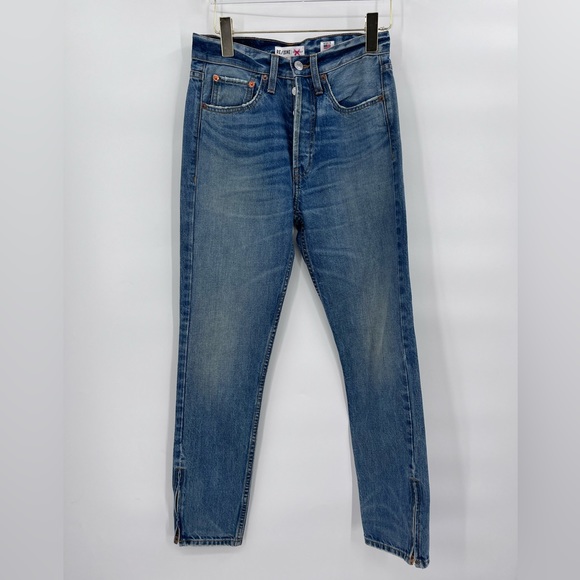 RE/DONE high rise‎ skinny jeans with outer seam zip size 26 - Picture 1 of 6
